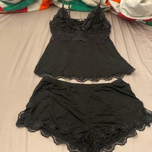 Black pajama tank and shorts